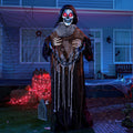 Witchwood™ 67" Standing Grim Reaper with Chain, Large Halloween Decorations Outdoor, Life Size Animatronics Skelton, Sound-Actived Party Decor with Creepy Sound & LED Eyes, Scary Haunted House Props