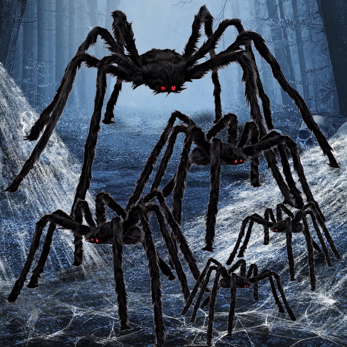 Witchwood™ 5 Pack Giant Spider Halloween Decorations,Scary Spider Halloween Decorations Outdoor Party Decorations Props Halloween Yard Decorations,Black