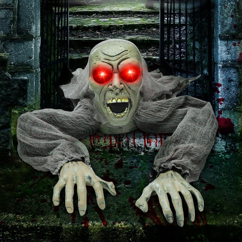 Witchwood™ Halloween Groundbreaker Halloween Decorations Zombie with Sound and Flashing Eyes,Outdoor Scary Halloween Yard Decorations