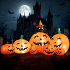 Witchwood™ 7 ft Halloween Inflatable Long Pumpkin with Witch's Cat Decorations Inflatables with Build-in LEDs,Halloween Decor Outdoor Blow Up Yard Decorations