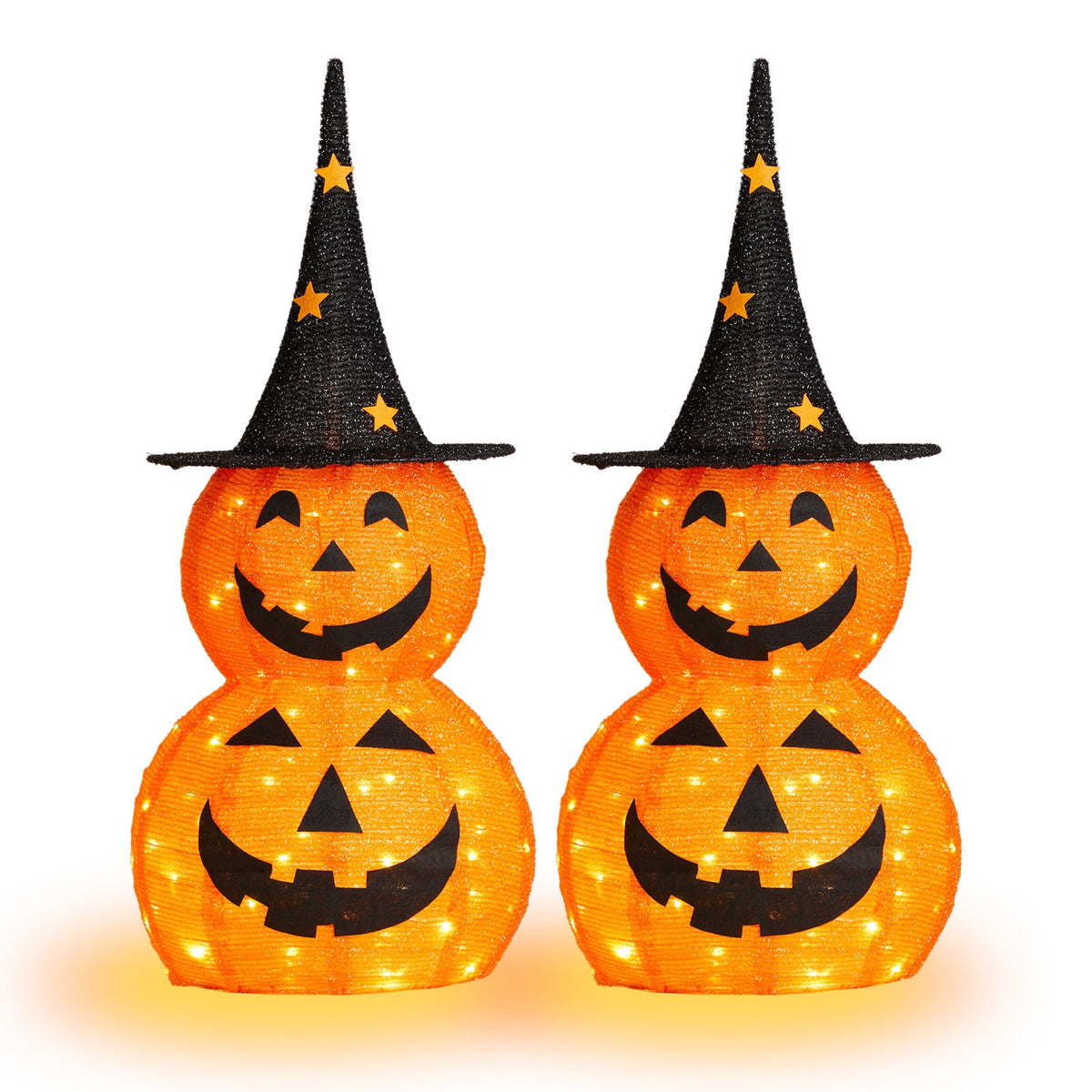 Witchwood™ 3FT Pumpkins Halloween Lighted Pumpkin Outdoor Decoration for Holiday Lawn Garden Party,2Pcs