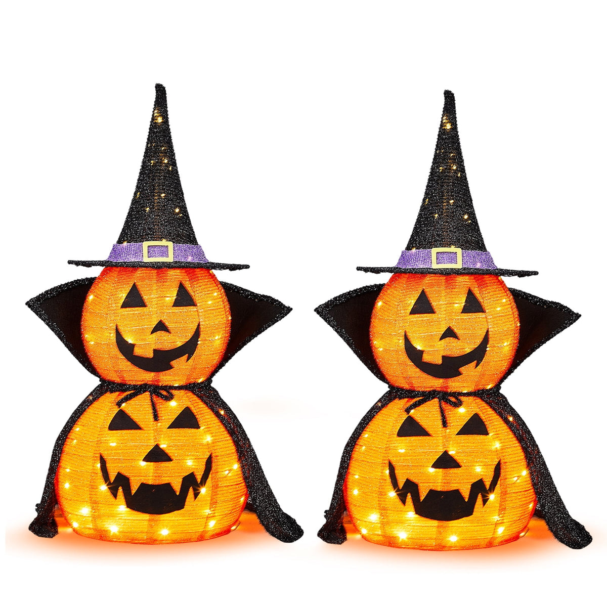 Witchwood™ 3FT Pumpkins Halloween Lighted Pumpkin Outdoor Decoration for Holiday Lawn Garden Party,2Pcs