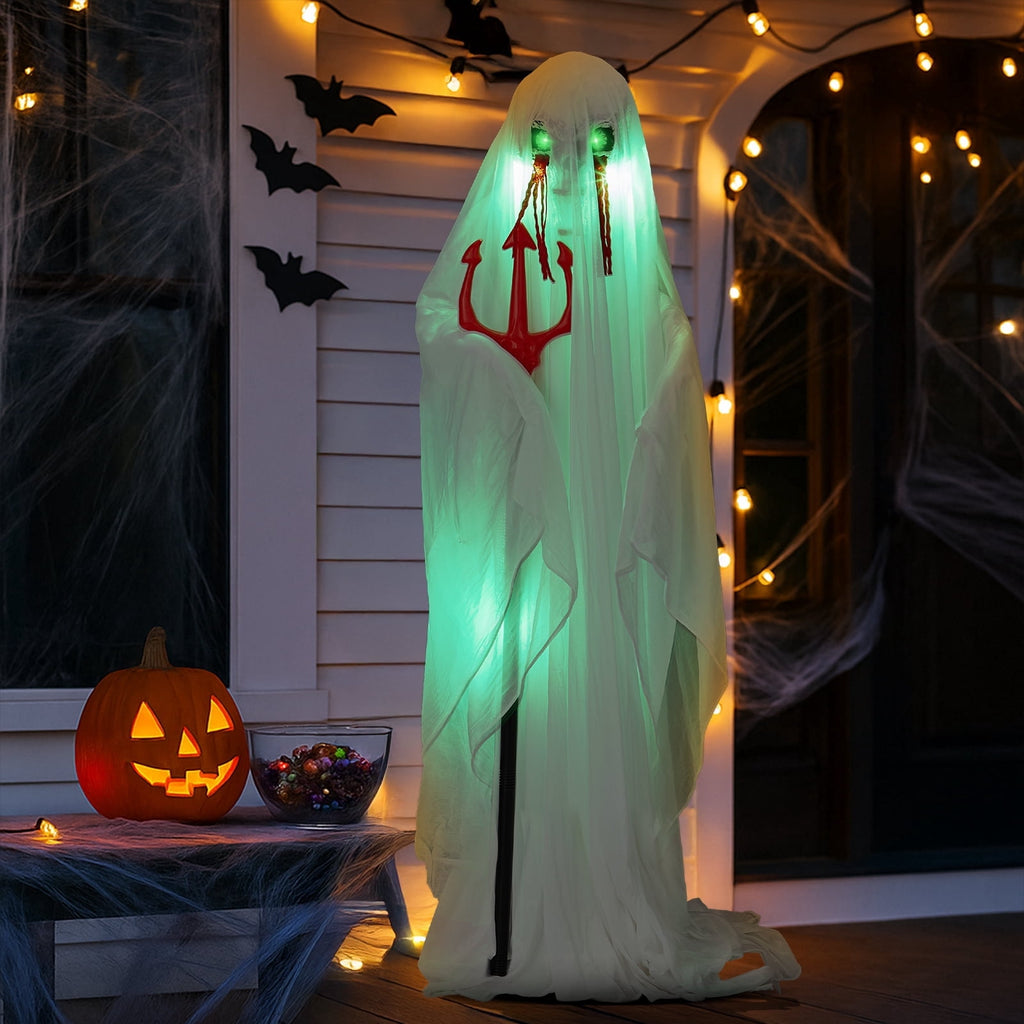 Witchwood™ 4.5ft Hanging Ghost Animated Halloween Decoration Creepy Halloween Skeleton w/ Pre-Recorded Screaming, LED Eyes