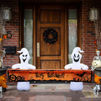 Witchwood™ Large Hallowee Inflatable-8FT White Ghosts with Orange Banner Print ?Happy Halloween? LED Lights Outdoor Halloween Decorations Blow Up Decoration for Halloween Party, Yard, Garden, Lawn