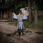 Witchwood™ 5 Ft. 8" Animated Head Turning Pumpkin Scarecrow Halloween Decoration