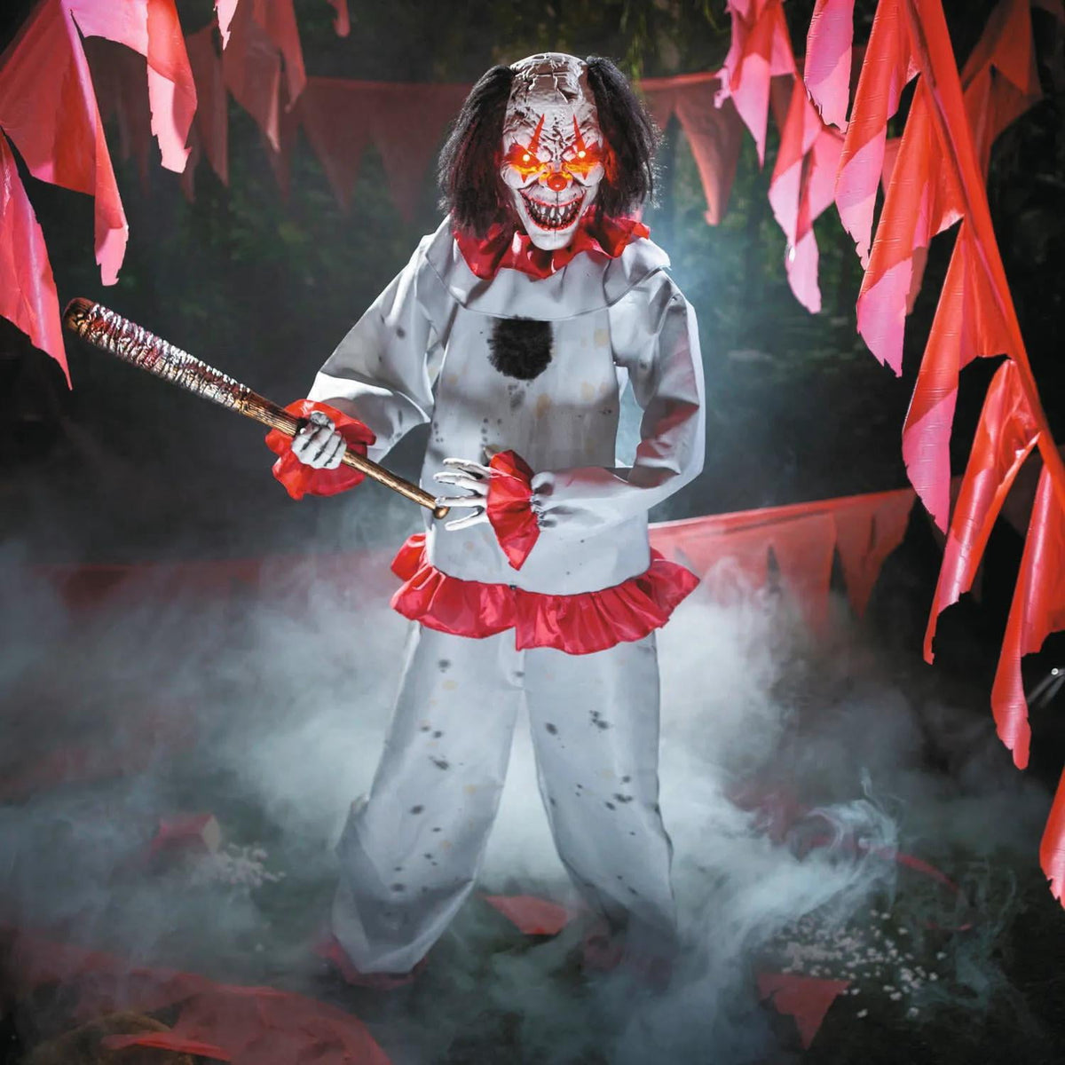 Witchwood™ 5 Ft. 8 3/4" Animated Standing Clown with Baseball Bat Halloween Decoration