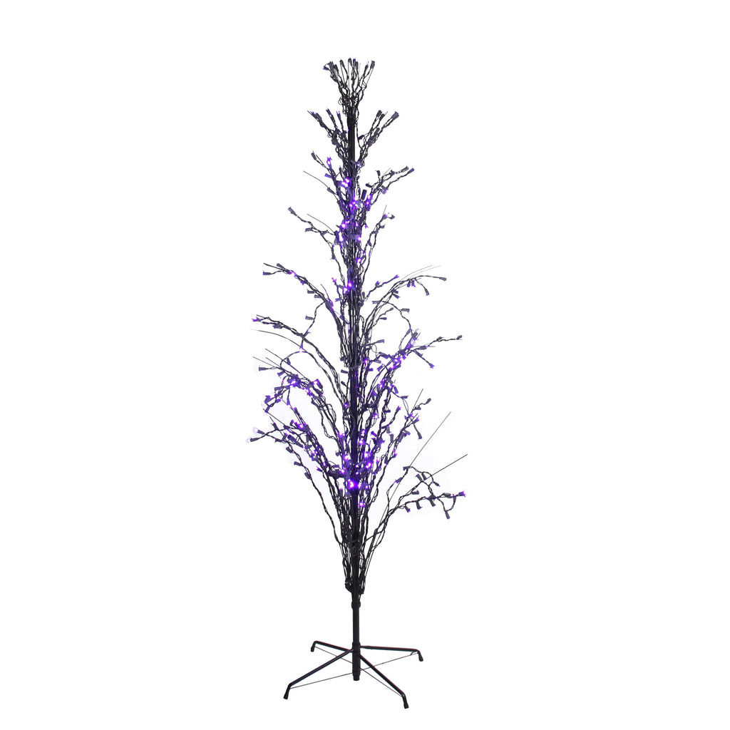 Witchwood™ Pre-Lit Cascade Outdoor Halloween Twig Tree - 6' - Purple Lights