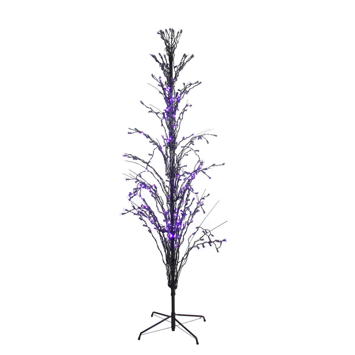 Witchwood™ Pre-Lit Cascade Outdoor Halloween Twig Tree - 6' - Purple Lights