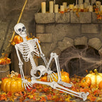 Witchwood™ OZMI Halloween Skeleton Decoration for Haunted House, 38 Inch Full Body Plastic Skull Skeleton with Posable Joints for Halloween Party Haunted House Bar Graveyard Decorations Party