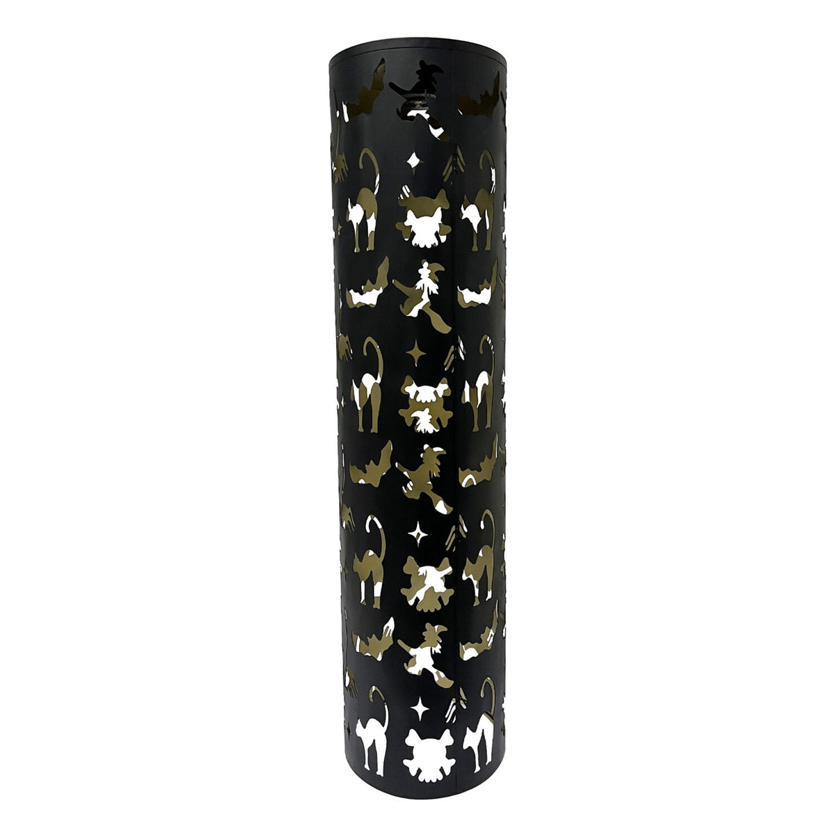 Witchwood™ Pillar Lantern Black Halloween Décor with LED Cat/Ghost Cutouts, 2.7-Ft