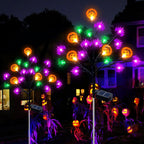 Witchwood™ 2 packs 40 LED Solar Halloween Lights, 2 Modes Halloween Bats Spiders Pumpkin Lights for Outdoor Decorations, Waterproof Stakes for Garden Yard Pathway Walkway