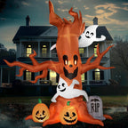 Witchwood™ 8 FT Halloween Inflatables Spooky Tree with Ghost,Pumpkin & Tombstone Tree Blow Up Decor with Built-in LED Lights for Yard,Lawn,Garden,Party,Holiday Outdoor Decorations