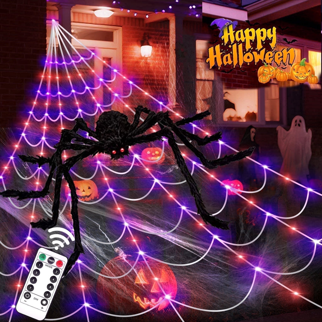 Witchwood™ Scidweet Outdoor, 350 LED Halloween Spider Web Lights with 79" Giant Spider for Home Garden Yard Decor