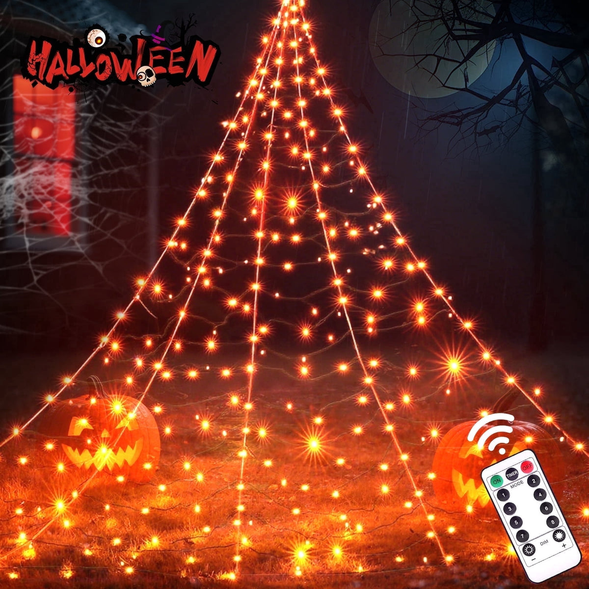 Witchwood™ Scidweet Outdoor, 500 LED Halloween Giant Spider Web Lights