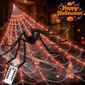 Witchwood™ Scidweet Halloween Decorations Outdoor, 350 LED Halloween Spider Web Lights with 79" Large Spider for Outside Garden Yard Home Decor, Orange