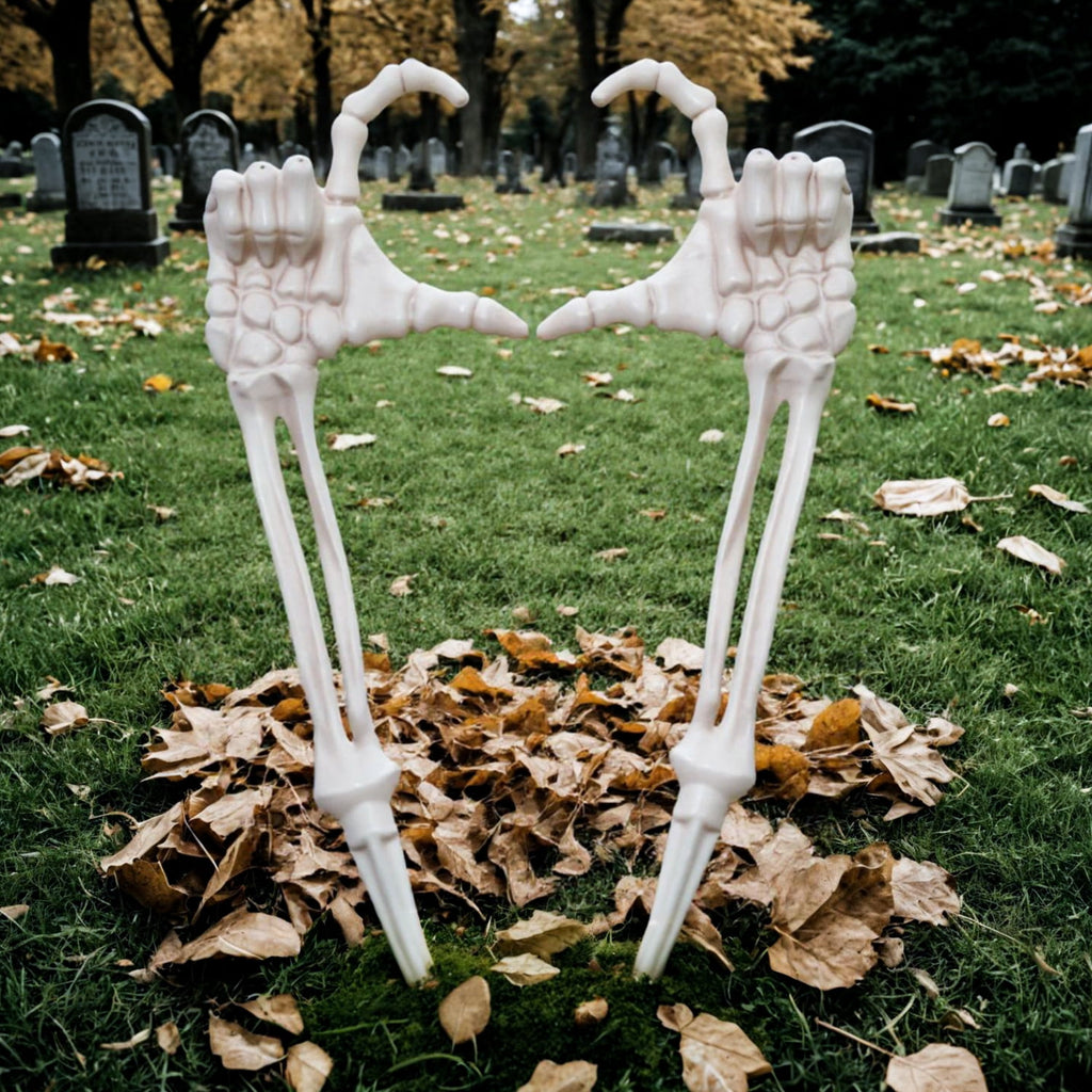 Witchwood™ Halloween Skeleton Stakes Decorations, Love Pose 2 Piece Hands Arms with Lawn Stakes for Outdoor Yard Garden Decor