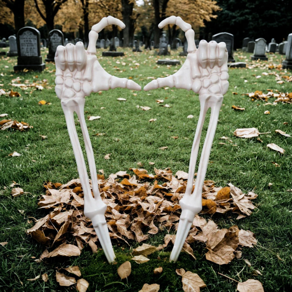Witchwood™ Halloween Skeleton Stakes Decorations, Love Pose 2 Piece Hands Arms with Lawn Stakes for Outdoor Yard Garden Decor