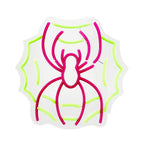 Witchwood™ Spider with Web Pink & Green Halloween Décor with Neon LED Lights, 0.9-Ft