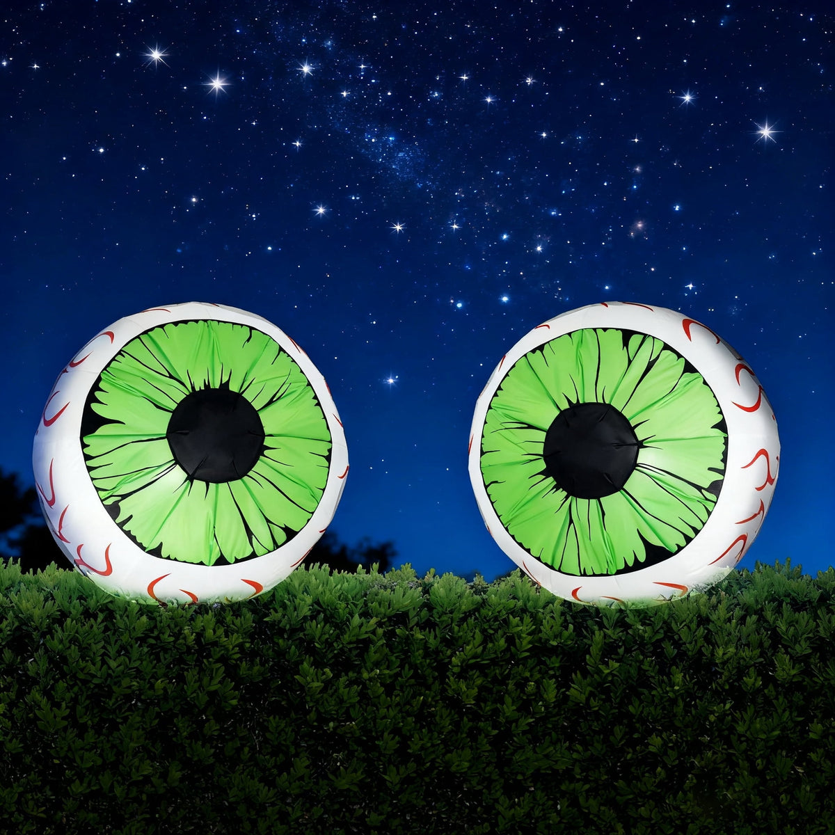 Witchwood™ 2 Pack Halloween Inflatable Eyes Decoration with Build-in LEDs,3 ft Blow Ups Green Eyes for Yard,Halloween Decor Outdoor with LEDs Party Supplies Blow up Decoration