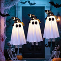 Witchwood™ 18In Set of 3 Halloween Hanging Ghosts,Halloween Decorations Outdoor Hanging Ghosts with Witch Hat,Glowing Ghost Witch Hat Lights Halloween Ghost Decor for Yard Patio Garden Tree Outside