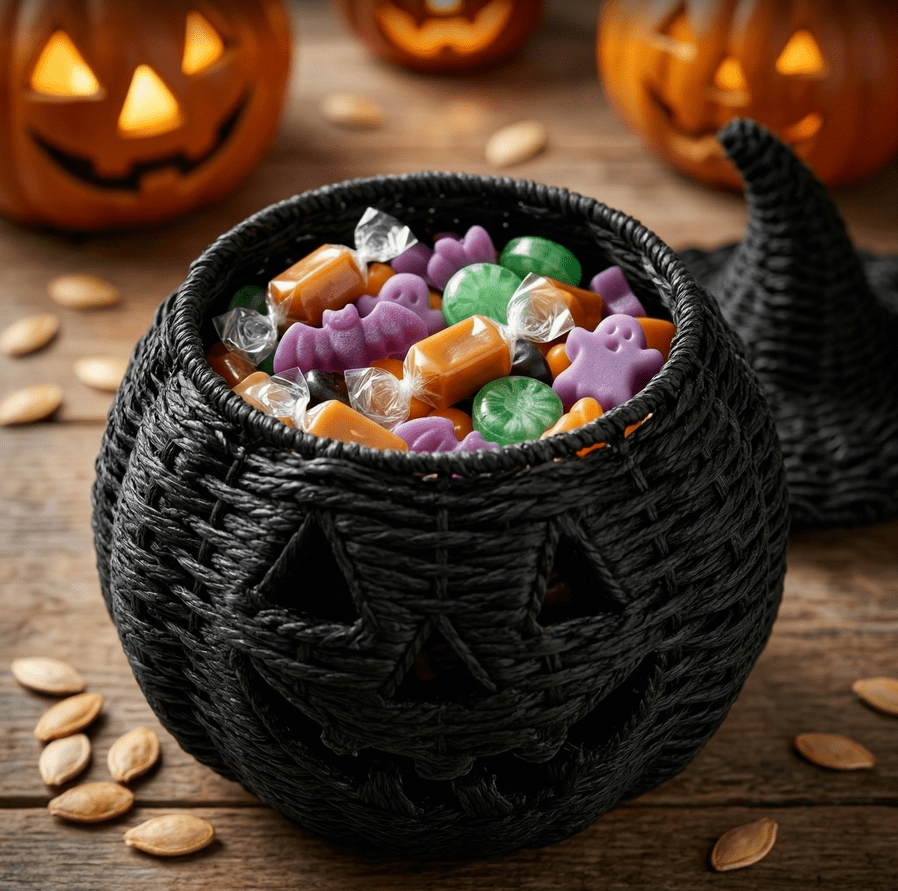 Witchwood™ THOPBPRK 2026 Black Halloween Woven Pumpkin Jack-O'-Lantern, Pumpkin, USE LED Candle, Rattan Fall for Home, 1Pack 11.8 Inch A