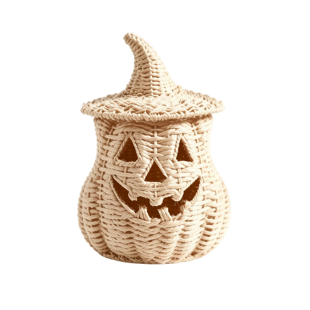 Witchwood™ THOPBPRK 2026 Black Halloween Woven Pumpkin Jack-O'-Lantern, Pumpkin, USE LED Candle, Rattan Fall for Home, 1Pack 11.8 Inch A