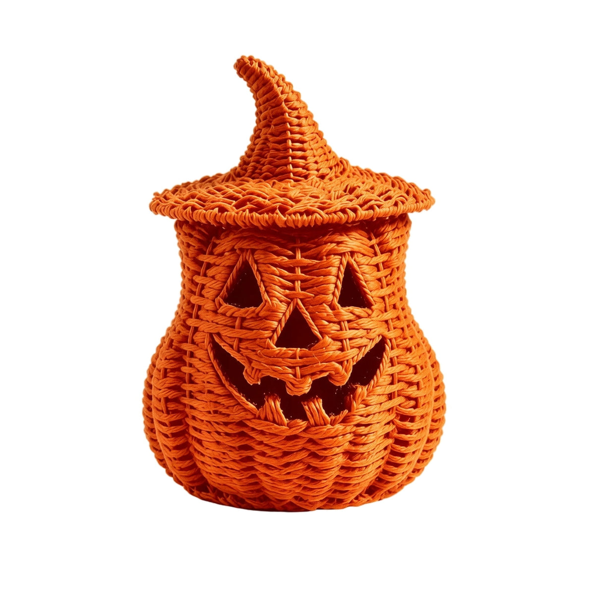 Witchwood™ THOPBPRK 2026 Black Halloween Woven Pumpkin Jack-O'-Lantern, Pumpkin, USE LED Candle, Rattan Fall for Home, 1Pack 11.8 Inch A