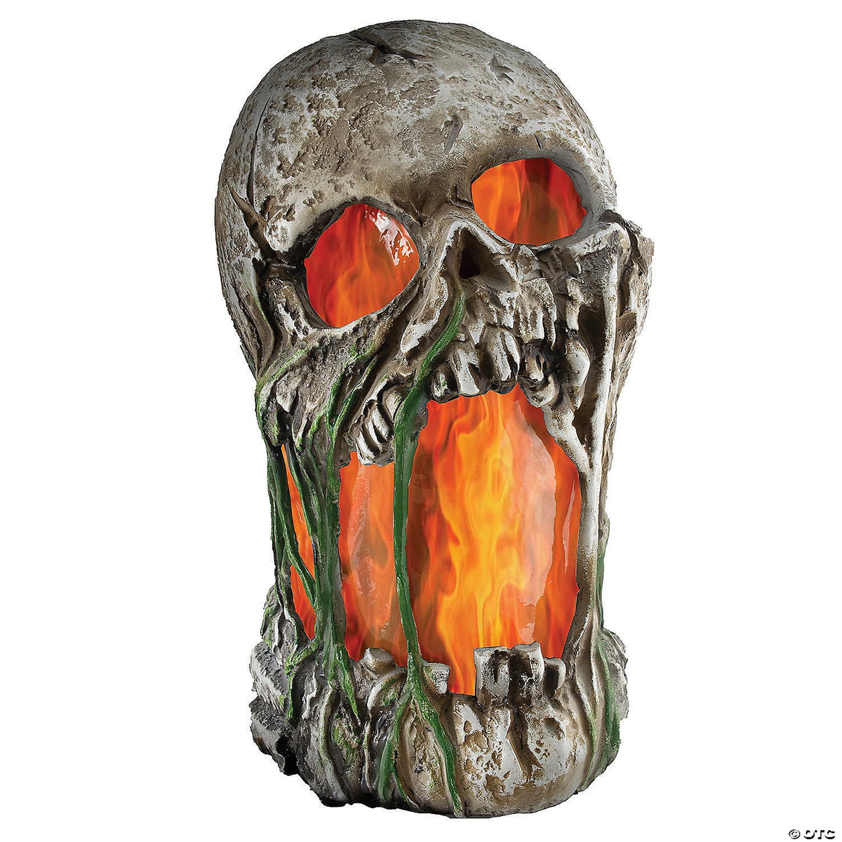 Witchwood™ Tekky Toys 12" Light-Up Animated Flaming Rotted Skull Halloween Decoration