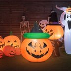 Witchwood™ Patiojoy Halloween Decoration 4 Ft Blow-up Inflatable Pumpkin With Witch Hat LED Bulbs Yard