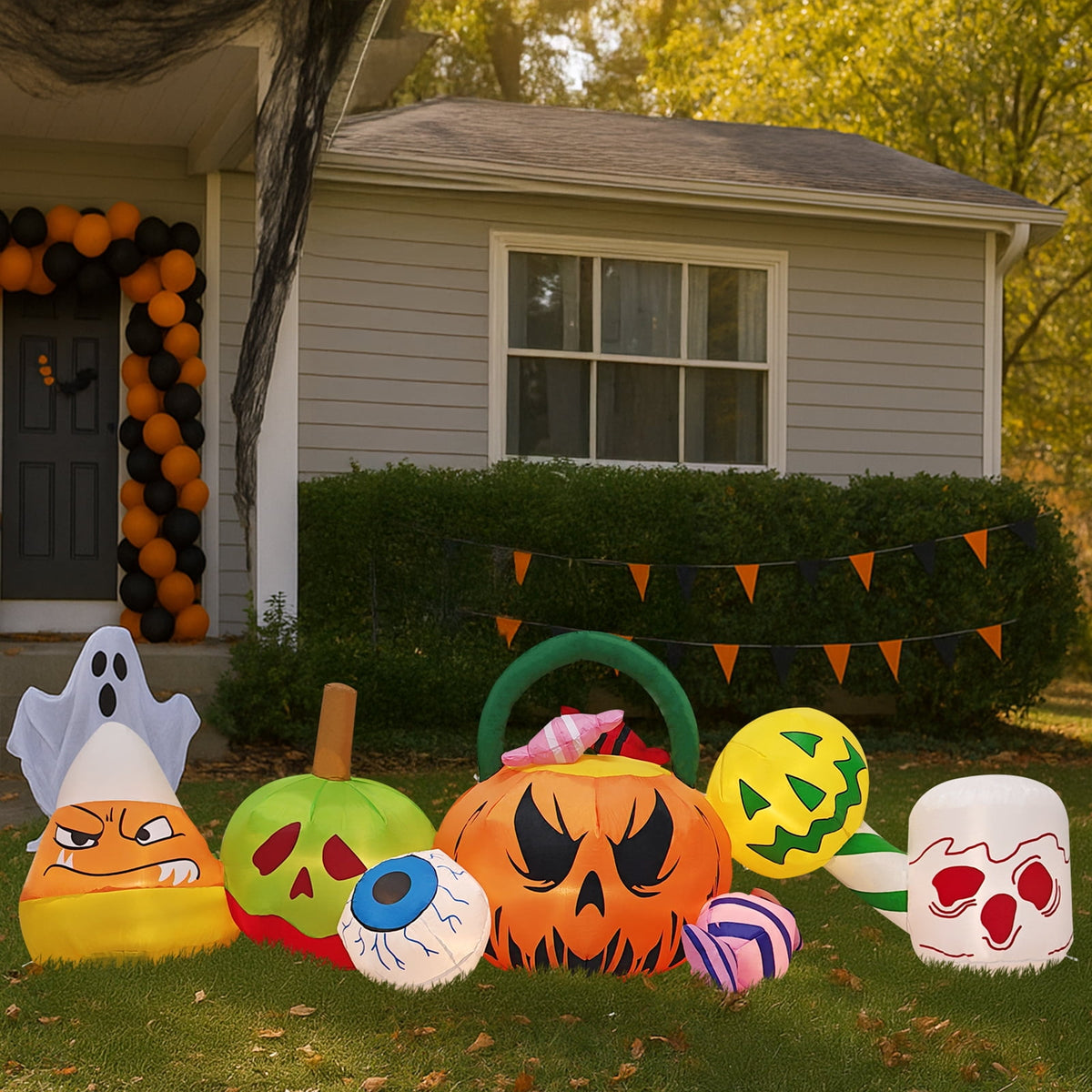 Witchwood™ 8.2' Halloween Inflatables Pumpkin Ghost Archway, Blow up Hallowee Decorations with Built-in LED Lights for Holiday
