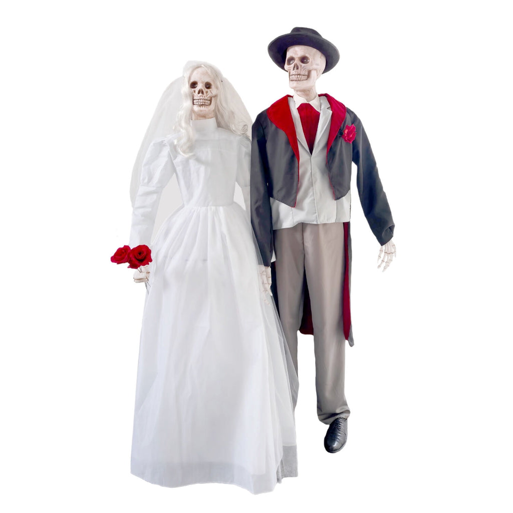 Witchwood™ Undead Bride & Groom Halloween Animatronics with Glowing Eyes, 6-Ft
