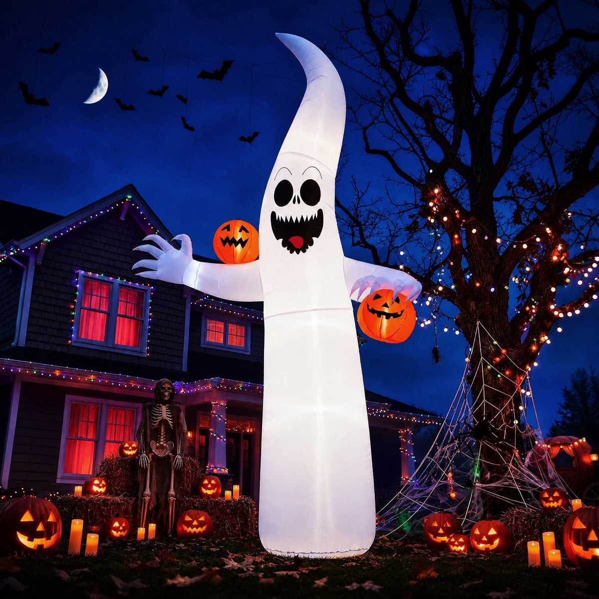 Witchwood™ VETPW Halloween Inflatable, 10 FT Giant Ghost Pumpkin Arch Inflatable Decoration with LED Light for Outdoor, Holiday, Party, Yard, Garden Patio Lawn Outside Decor