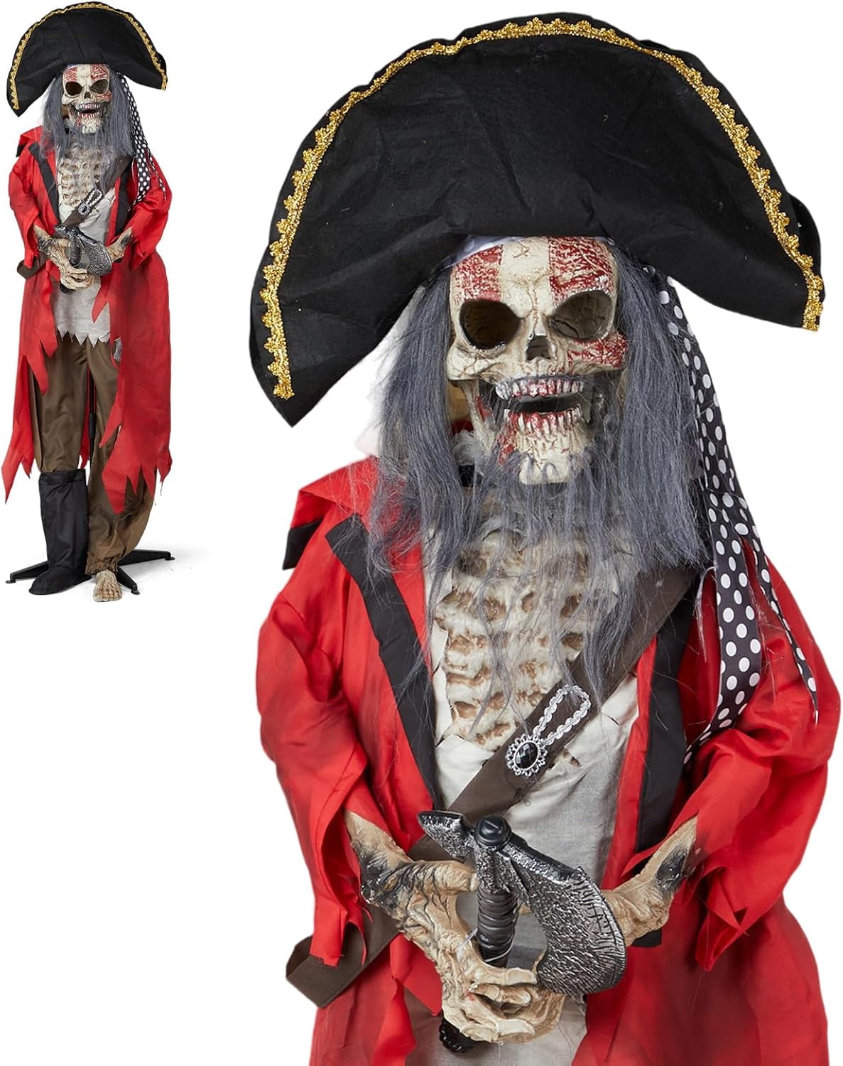 Witchwood™ VINGLI 6.3FT Halloween Decor Animatronics Outdoor Decorations with Voice Control for Indoor Party Prop, Outdoor Lawn Patio Yard Decor House Garden, Pirate