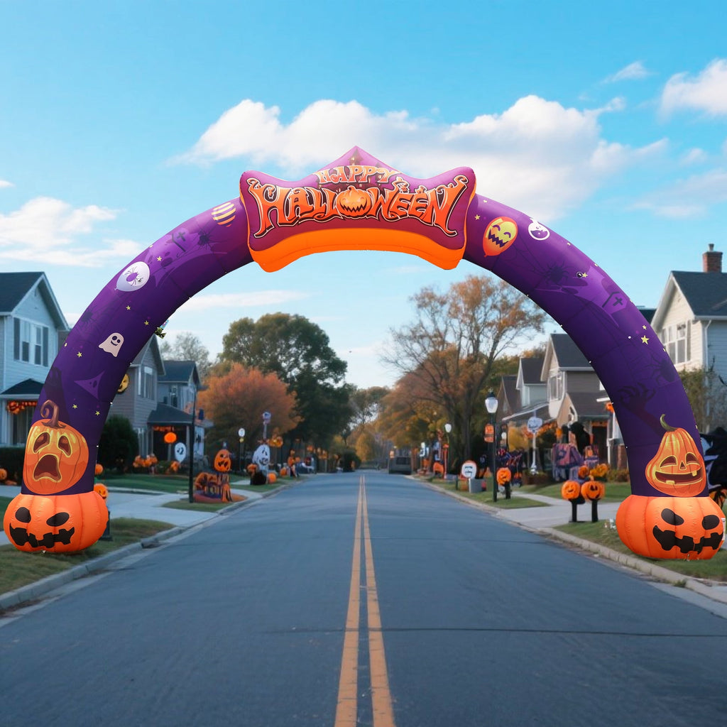 Witchwood™ Wellcomer 27ft Halloween Giant Inflatable Pumpkin Arch with Built-in Blower - Halloween Outdoor Decor