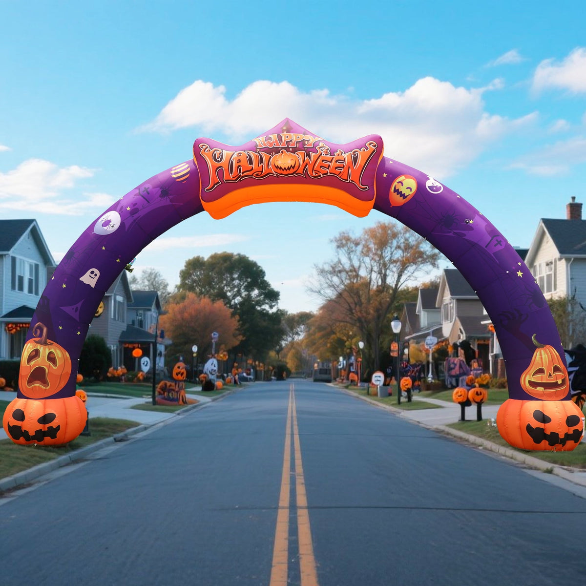 Witchwood™ Wellcomer 27ft Halloween Giant Inflatable Pumpkin Arch with Built-in Blower - Halloween Outdoor Decor