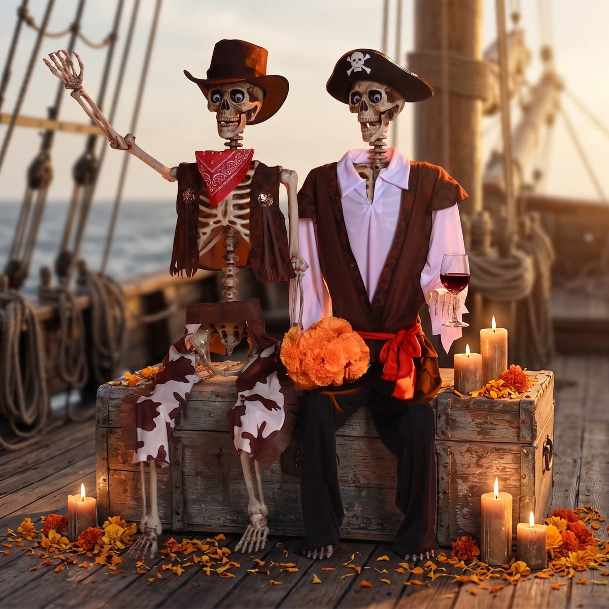 Witchwood™ Yescom Halloween 5.6Ft Life Size Skeleton Cowboy Detailed Costume Outdoor Indoor Haunted House Props Decor 2026