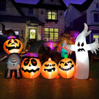 Witchwood™ Vrilay Halloween Inflatables, 7 FT Long 4 Pumpkins with Cute White Ghost Outdoor Decorations, Built-in LEDs, Blow Up Party, Waterproof Yard, Garden, Lawn Decor