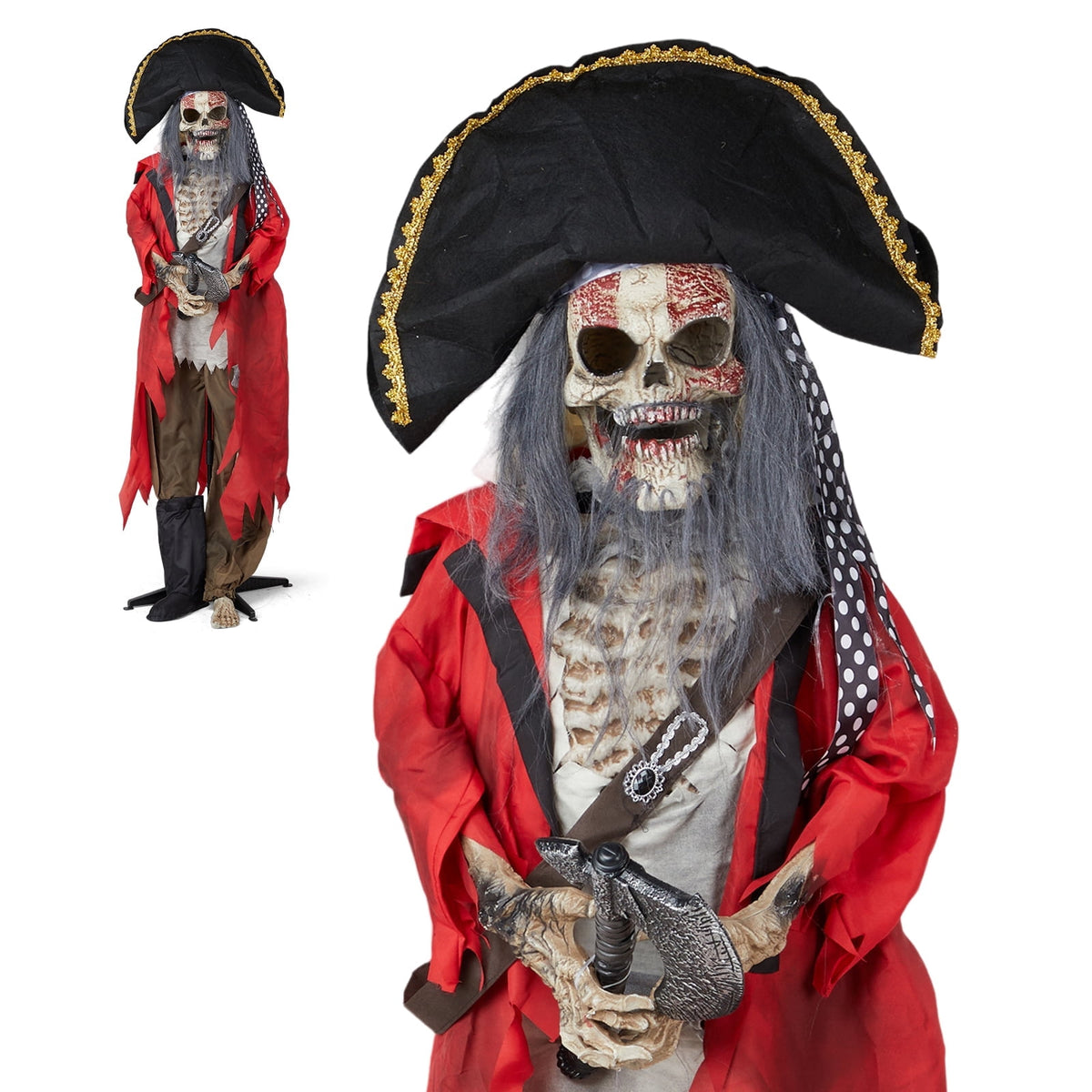 Witchwood™ 6.3FT Halloween Animatronic Pirate Standing Pirate The Sound Activated Halloween Prop