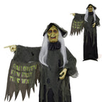 Witchwood™ 6FT Halloween Animatronic Witch Standing Outdoor Halloween Decoration w/ Red Eyes,Scary Sounds