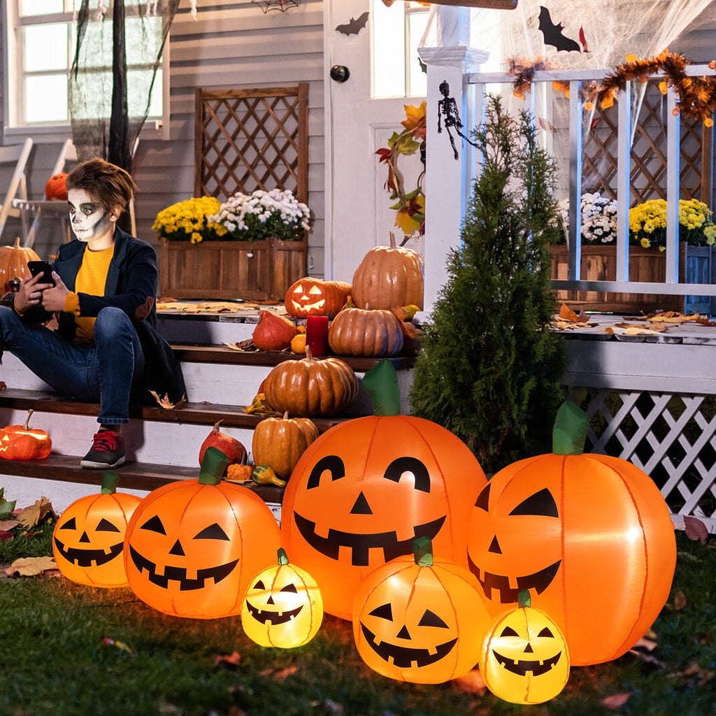 Witchwood™ 7 FT Halloween Inflatables Pumpkin, Halloween Decoration 7 Blow up Pumpkins w/ Build-in LEDs for Halloween Party