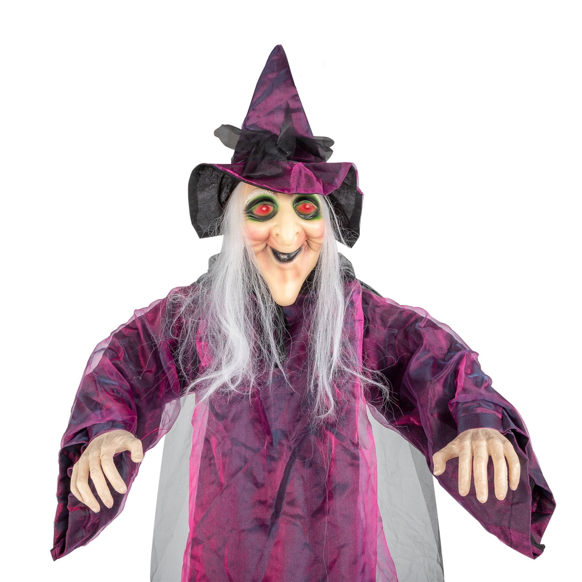 Witchwood™ Halloween Witch Hanging Animated Screaming Witch w/ Pre-Recorded Sound, LED Eyes for Yard Outdoor Home Garden