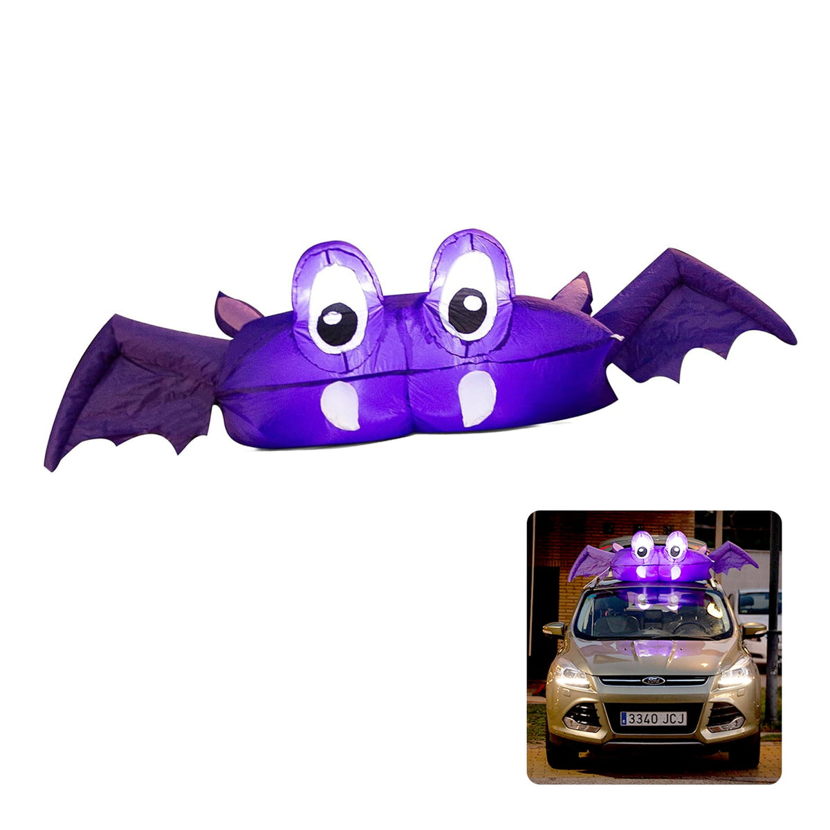 Witchwood™ Zone Tech 6 FT Inflatable Bat Car Trunk Decor with Built-in LEDs, Blow Up Decoration for Halloween (1-Pack)