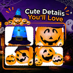 Witchwood™ 8.7ft Long Halloween Inflatable Pumpkin Decoration with Built-in LED Lights, Large Outdoor Blow-Up Yard Decor for Lawn, Garden, Porch, Haunted House and Halloween Party