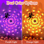 Witchwood™ Halloween Spider Web Light LED and a 5in Spider, 3.28ft Spider Web Light Decorations 70 LED Lighted, Indoor Outdoor House Yard Garden Scary Halloween Window Light, Battery Operated, Purple