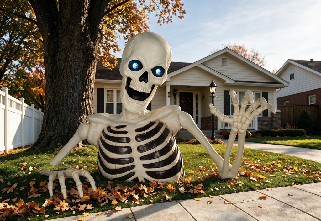 Witchwood™ 48" Halloween Giant Groundbreaker Skeleton with LED Light Moving Eyes, Creepy Sound Effect for Yard Porch Halloween Decoration