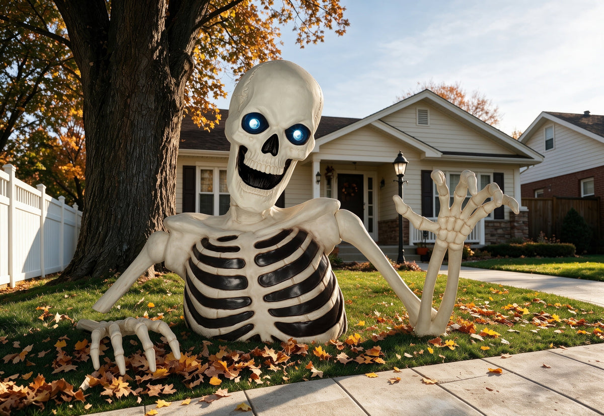 Witchwood™ 48" Halloween Giant Groundbreaker Skeleton with LED Light Moving Eyes, Creepy Sound Effect for Yard Porch Halloween Decoration