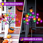 Witchwood™ 2 packs 40 LED Solar Halloween Lights, 2 Modes Halloween Bats Spiders Pumpkin Lights for Outdoor Decorations, Waterproof Stakes for Garden Yard Pathway Walkway