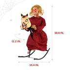 Witchwood™ 3.2 ft Voice & Sound-Sensor Rocking Horse Girl Halloween Animatronic, HHRCKHRSGRL-1FLSA