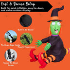 Witchwood™ 4 FT Halloween Inflatables Witch Crashing Into Tree,LED Lighted Blow Up Yard Decoration for Outdoor Garden Lawn Party Decor