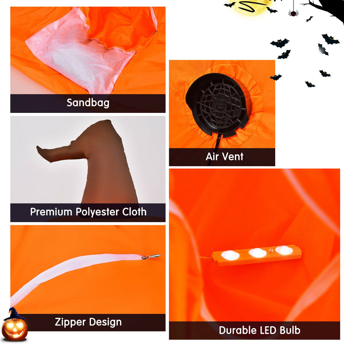 Witchwood™ Gymax 4ft Inflatable Pumpkin Blow Up Halloween Decoration w/ Built-in LED Light